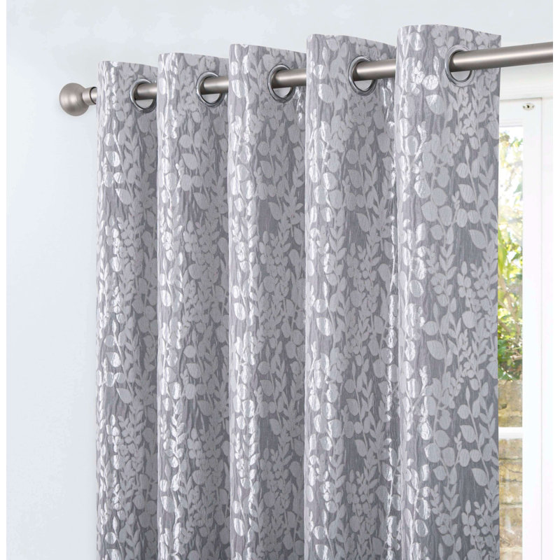 Birghild Eyelet Room Darkening Super Thermal Curtains, 65" W x 72" L, Grey