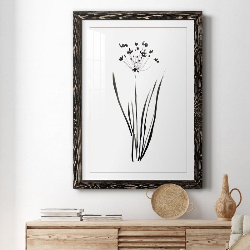Inky Botanical II - peinture encadrée, Cadre noir, H 37,5 po x l 27,5 po x P 1,5 po