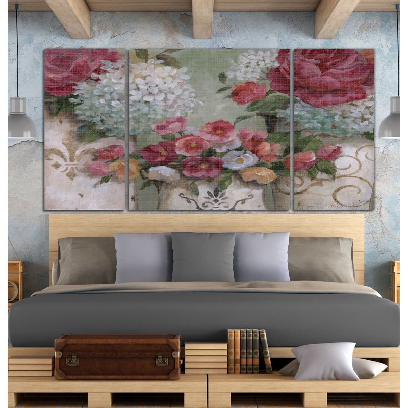 " Contained Blooms " 3 - Pieces, 40" H x 80" W x 1.5" D