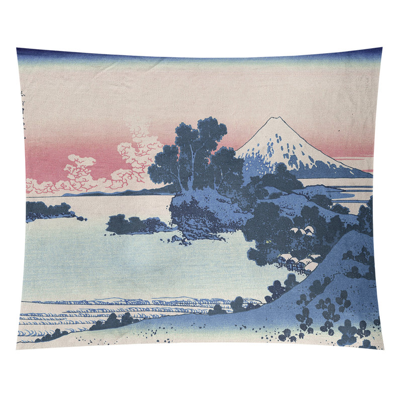 Shichiri Beach in Sagami Province Wall Tapestry, 107.5" H x 91" W, Blue