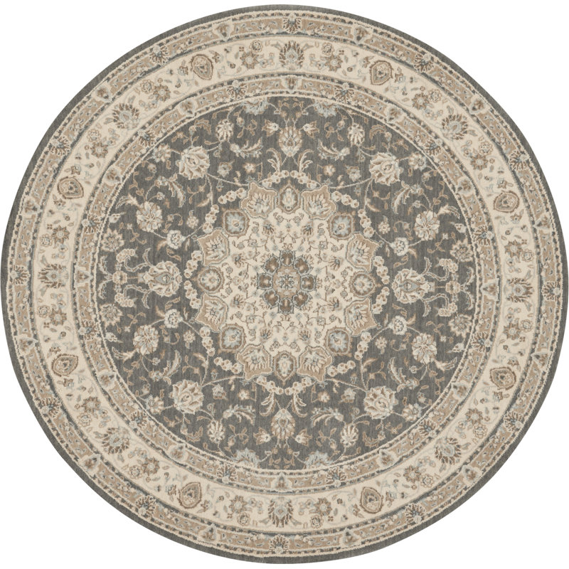 Tapis gris traditionnel Jessika, Rond 5 pi 10 po