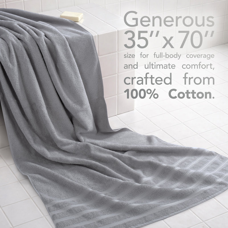 Darcelle 100% Cotton 35x70 Jumbo Large Bath Sheet, Rockridge Gray
