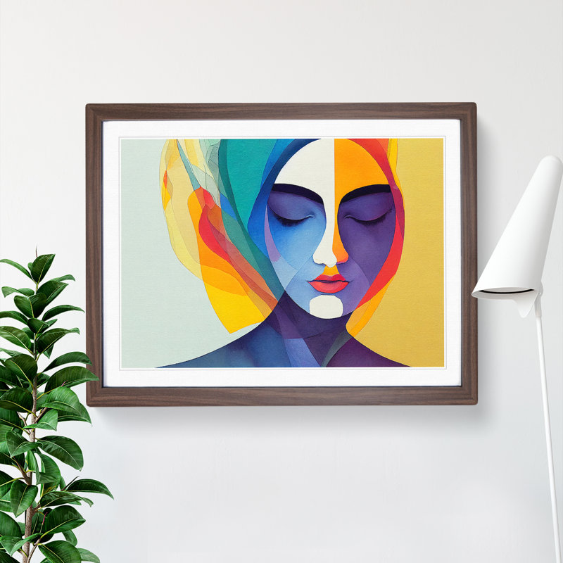 Watercolour Woman Vol.2 Abstract - Single Picture Frame Print, 46cm H x 64cm W, Dark Brown