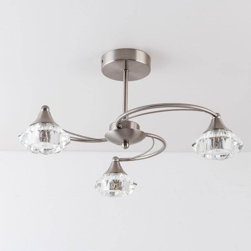 Rivale Glass Semi Flush Mount, Satin Nickel