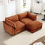 Siège orange à 2 places avec rangement mobile et caché, accoudoir en chenille en forme de croissant, passepoil sur les bords du coussin, tissu doux, convient aux tiroirs de rangement Nordic Interior Styles, tissu-1004179285