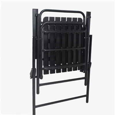 Noir - [Installation instantanée] Chaise pliante 2 pièces, aucun assemblage requis, capacité de 350 lb, résistante à la rouille et anti-taches pour balcon / garde-corps