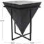 Table d'appoint géométrique en teck inversée faite à la main avec base en métal noir et motif mosaïque