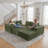 Modular Sectional Couch Corduroy Compression Sofa With Pocket Spring, Modern Deep Seat Convertible Sleeper Sofa Bed，Upholstered Couches For Living Room Green-1873359295-1873359293
