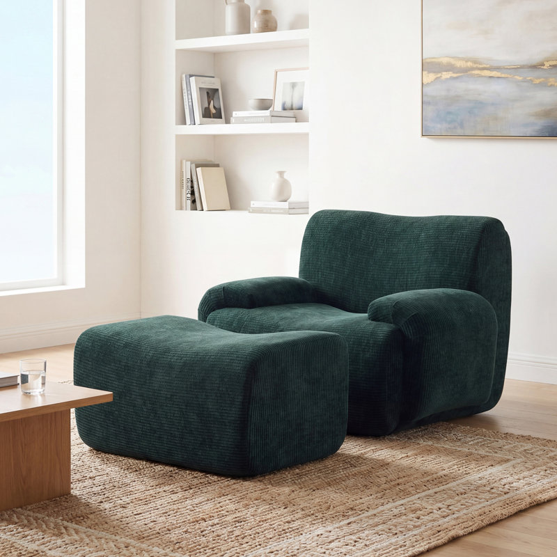 1 Seater Chenille Sofa, Green