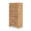 Commode haute Alia, 5 tiroirs, boutons en nickel, brun chêne naturel