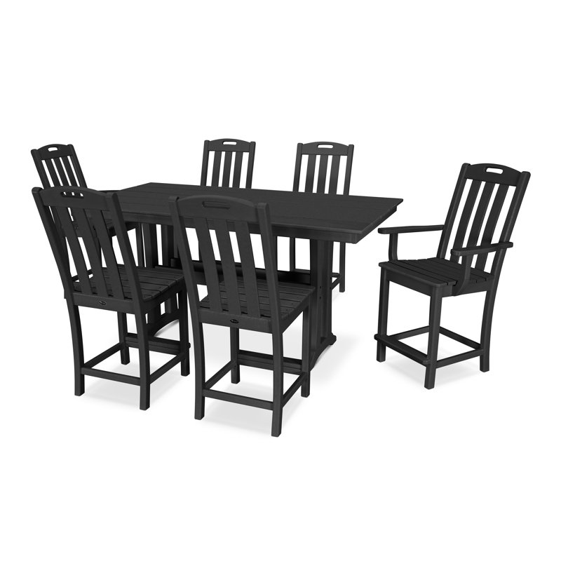 Yacht Club 7-Piece Farmhouse Trestle Counter Set, Ash Charcoal Revolution®