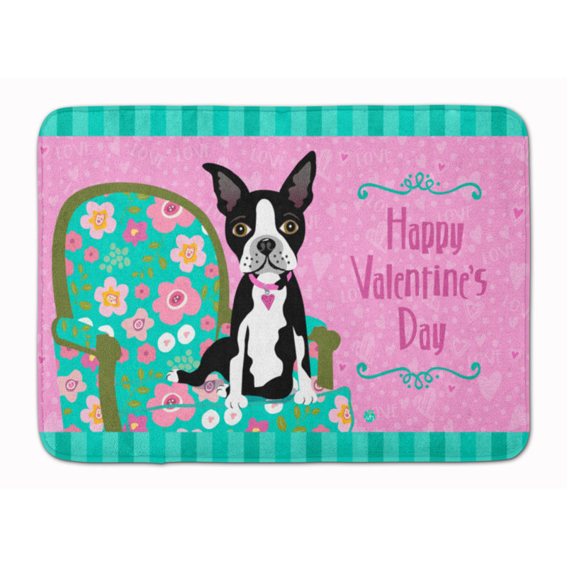 Tapis pour salle de bain en mousse mémoire joyeuse st valentin boston terrier