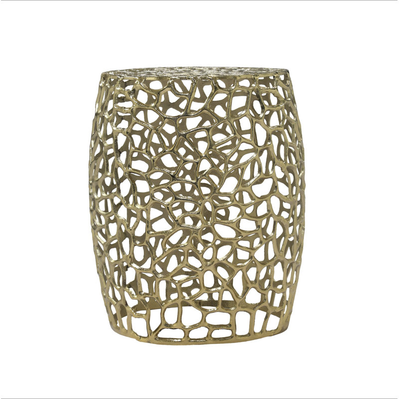 Table de bout cylindrique en aluminium au design complexe