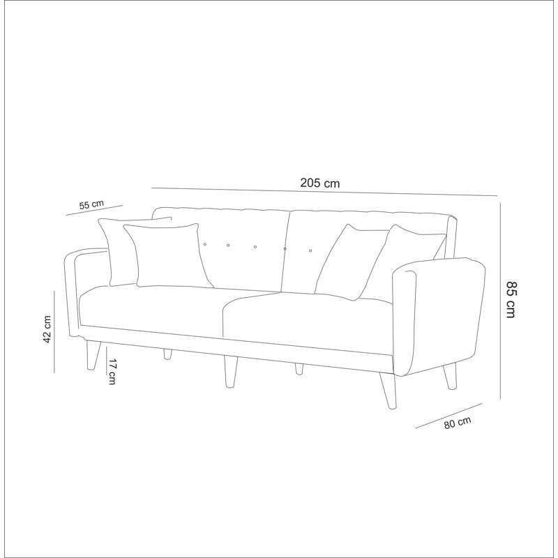 80.7'' Upholstered Tufted Convertible Sofa, Green 100% Linen