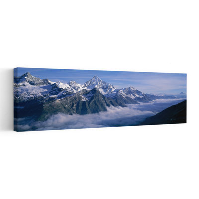 Aerial View Of Clouds Over Mountains, Swiss Alps, Switzerland Abstract Contemporary Mountain Nature Wall Art