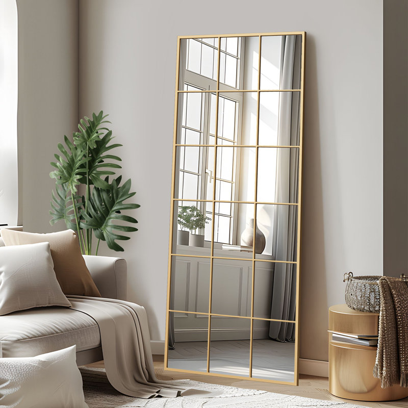 Miroir de fenêtre en métal Kamen, Doré
