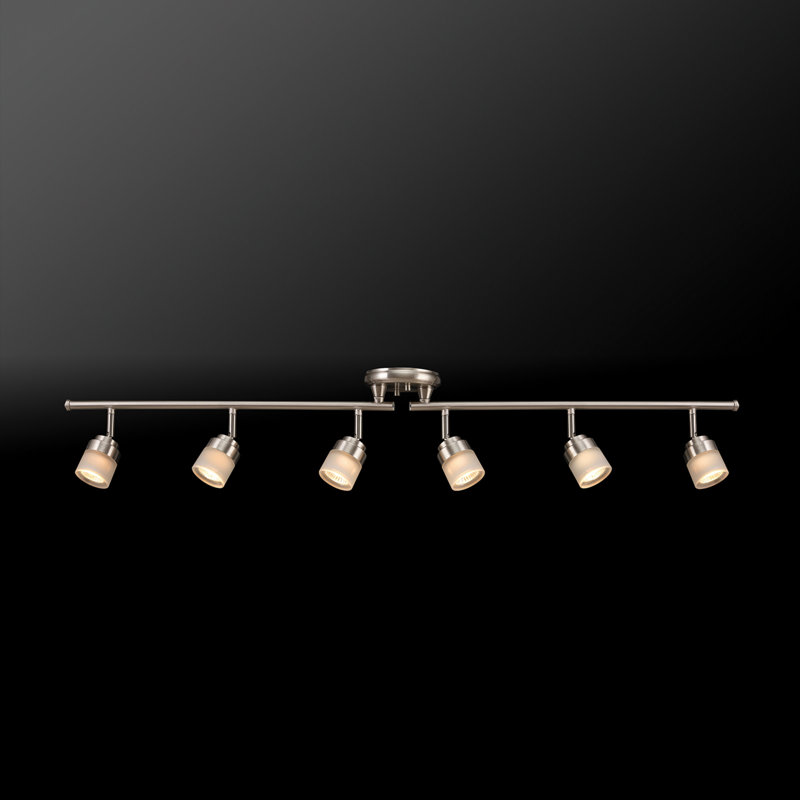 Brushed Nickel 46.25'' 6-Light LED Track Lighting Kit with Frosted Glass Shades