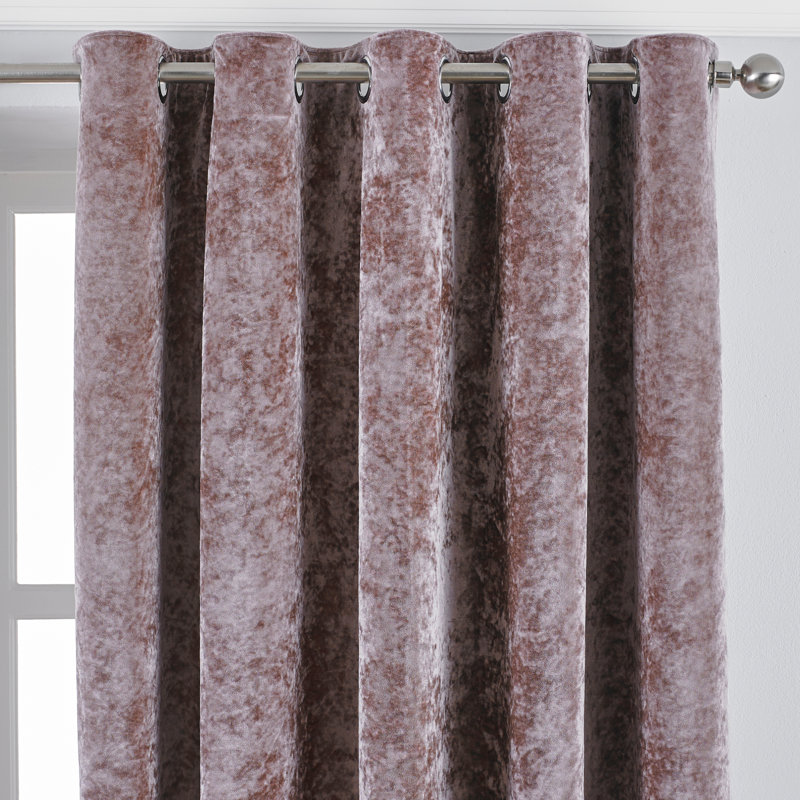 Elisha Crushed Velvet Thermal Eyelet Curtains, Width 168 x Drop 229cm, Blush