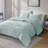3 PCS Full/Queen Crushed Velvet   Reversible Comforter Set Aqua