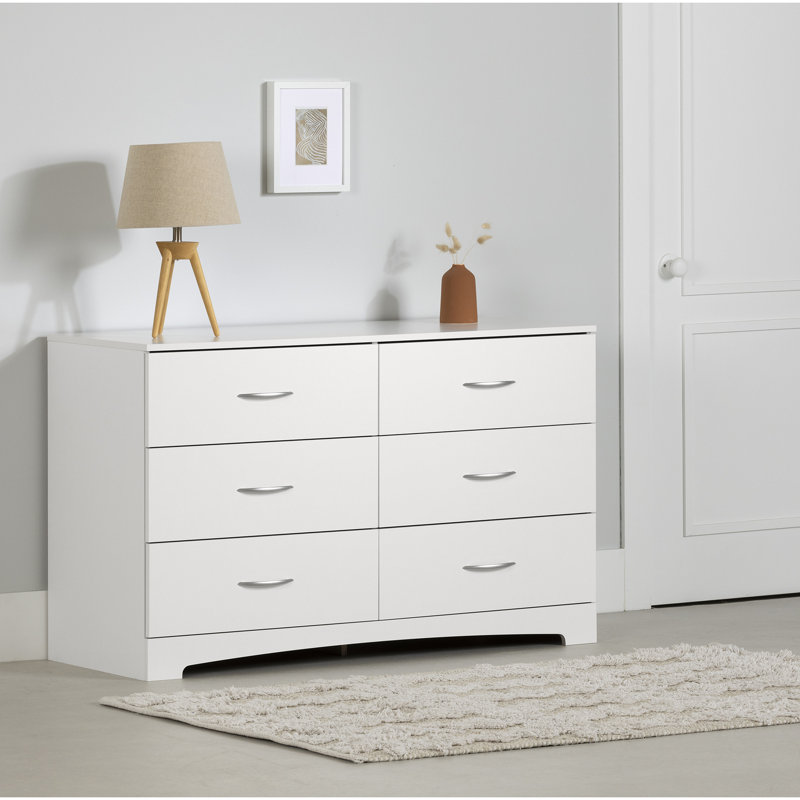  Commode double 6 tiroirs Step One, Blanc