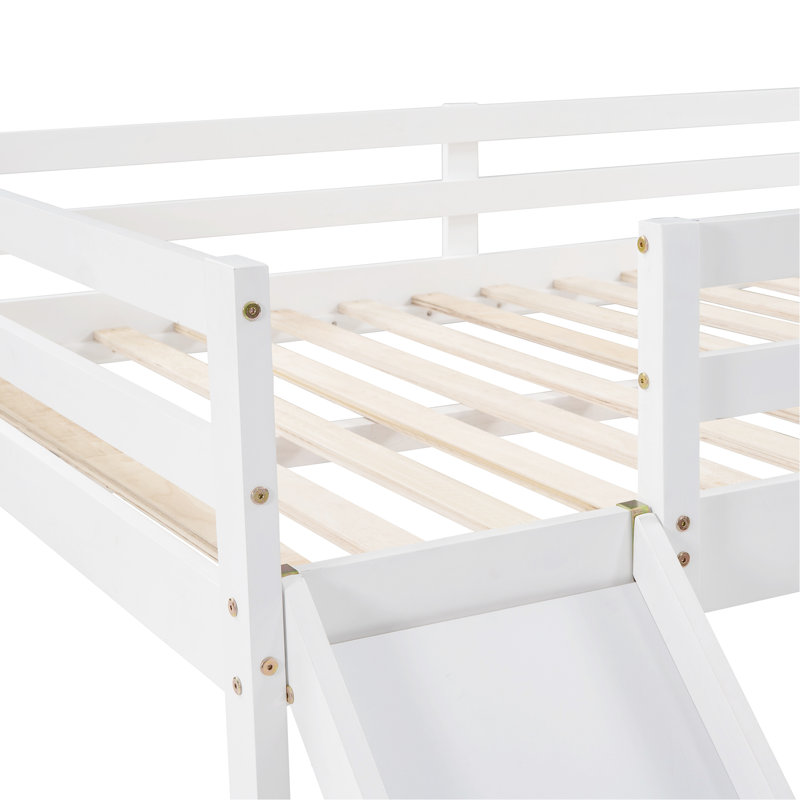 Lit double en bois massif avec glissade envoûtante - blanc pour Allure Loft solidement fixé