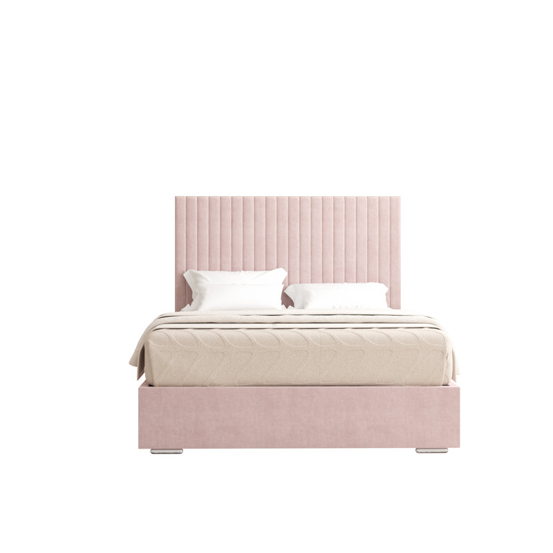 Aidean Upholstered Bed Frame, Double (4'6), Pink
