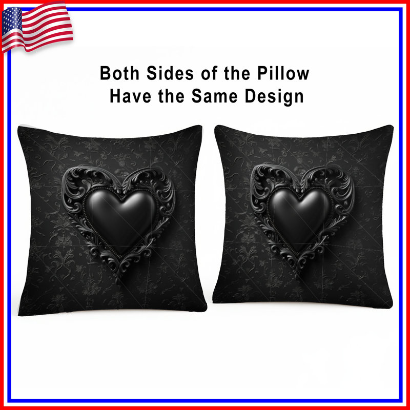 Coussin décoratif cœur, coussins décoratifs double face, 18 po x 18 po