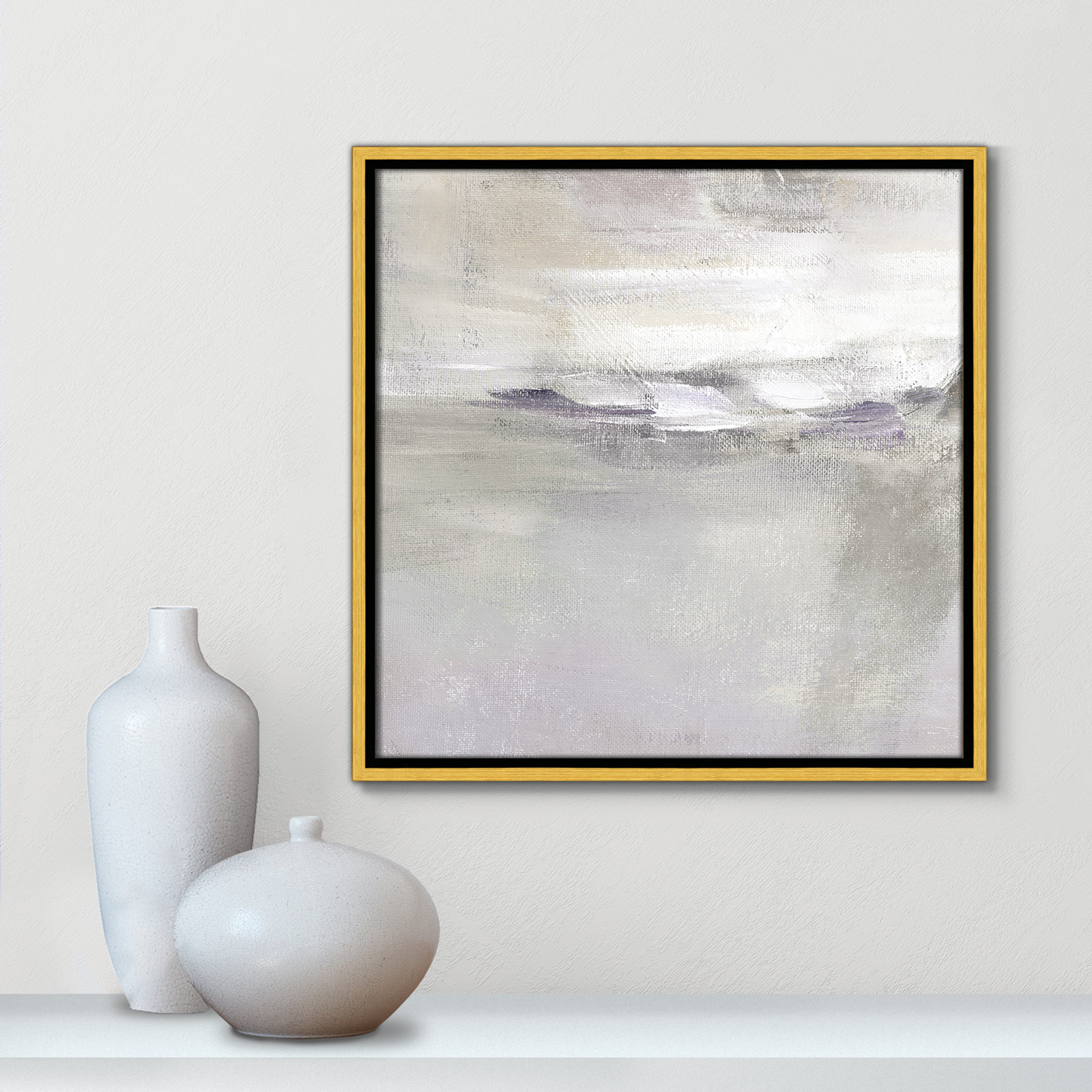 Abbott "Lilac Horizon" Print by Nan, 17.5" H x 17.5" W, Gold Framed