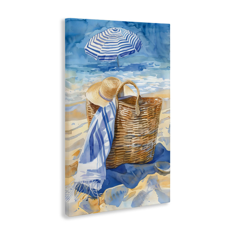 Beach Basket Essentials Canvas, design by LSR Design Studio, 30" H x 20" W