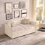 Lit de jour avec canapé-lit rembourré capitonné, taille simple, tissu Boucle, beige (83 po x 43 po x 29,5 po)