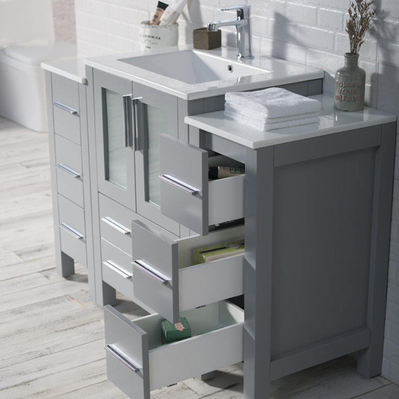 48" Single Bathroom Vanity with Sink, Metal Gray