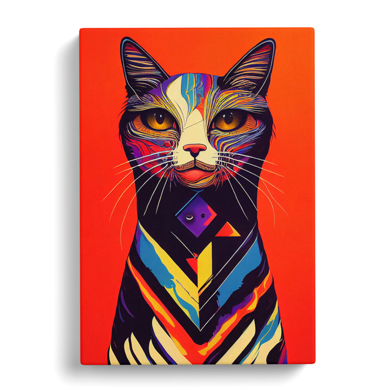 Colourful Abstract Cat Vol.2 - Wrapped Canvas, 76cm H x 50cm W x 3cm D