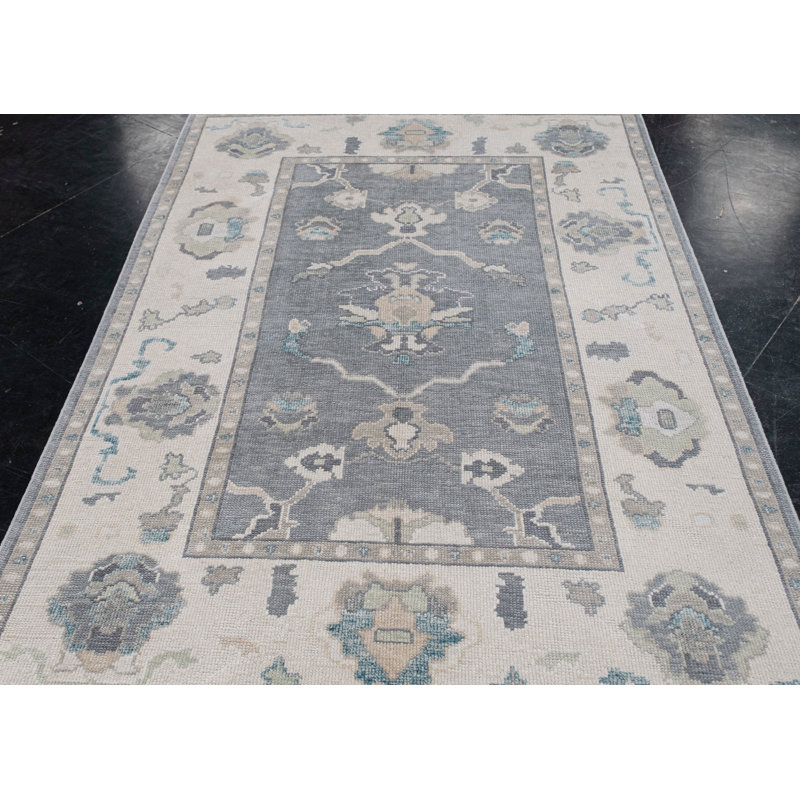 Tapis turc Oushak fait à la main 4 pi 10 po x 7 pi