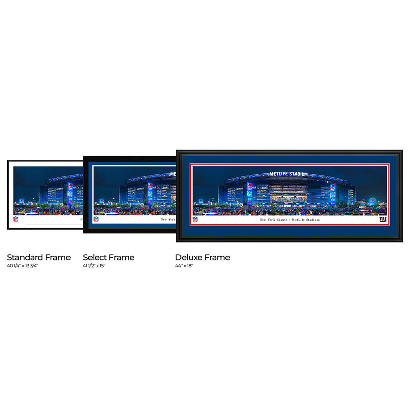 Giants de New York - MetLife Stadium, H 13,5 po x l 40 po x P 0,1 po, Cadre de luxe avec passe-partout double, Bleu