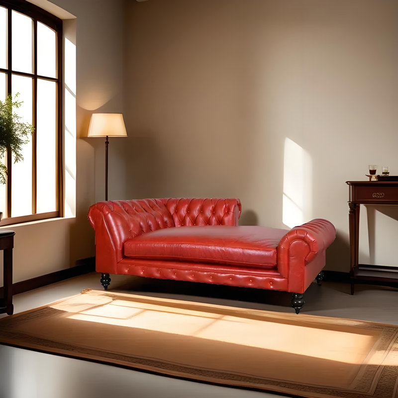 Méridienne moderne, confortable et tendance, Rouge, Orienté à gauche (vu de face), Noir, noir, noir, noir