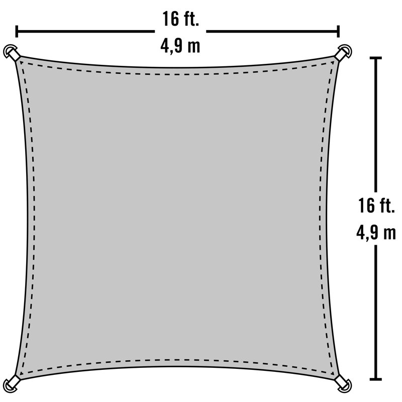 Sea Blue 16' Square Heavyweight Sun Shade Sail