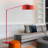Stretch Arc Floor Lamp - 87", Red Finish, Step Switch, Rectangular marble base