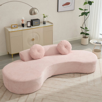 Curved Sofa, Modern Minimalist Sofa, Cloud Couch Sofa 3-4 Seater Couch With 2 Pillows,Bedroom, No Assembly Required, Point-Shaped Corduroy,(Anti-Wrinkle)