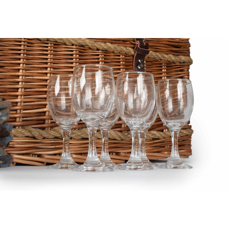 6 Person Wicker Rope Handled Fitted Picnic Hamper