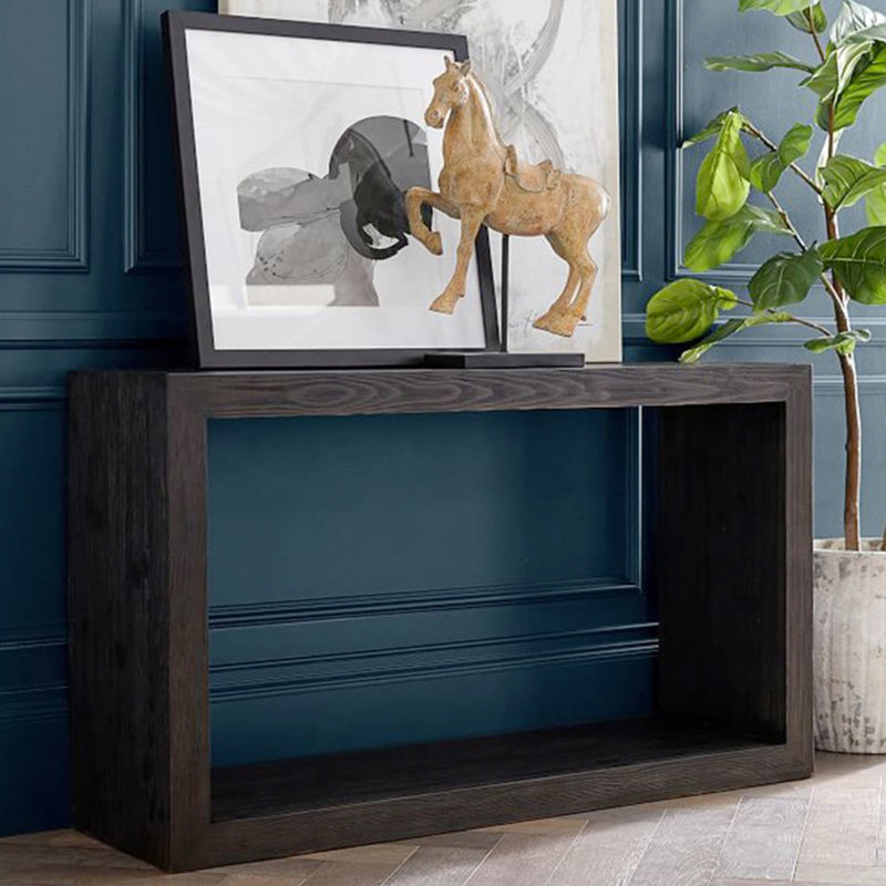 Console simple de style français moderne, H 29,9 po x l 63 po x P 15,7 po, Noir