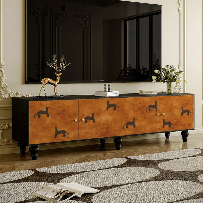 Meuble télé moderne en bois massif, H 21,65 po x L 70,87 po x l 15,75 po