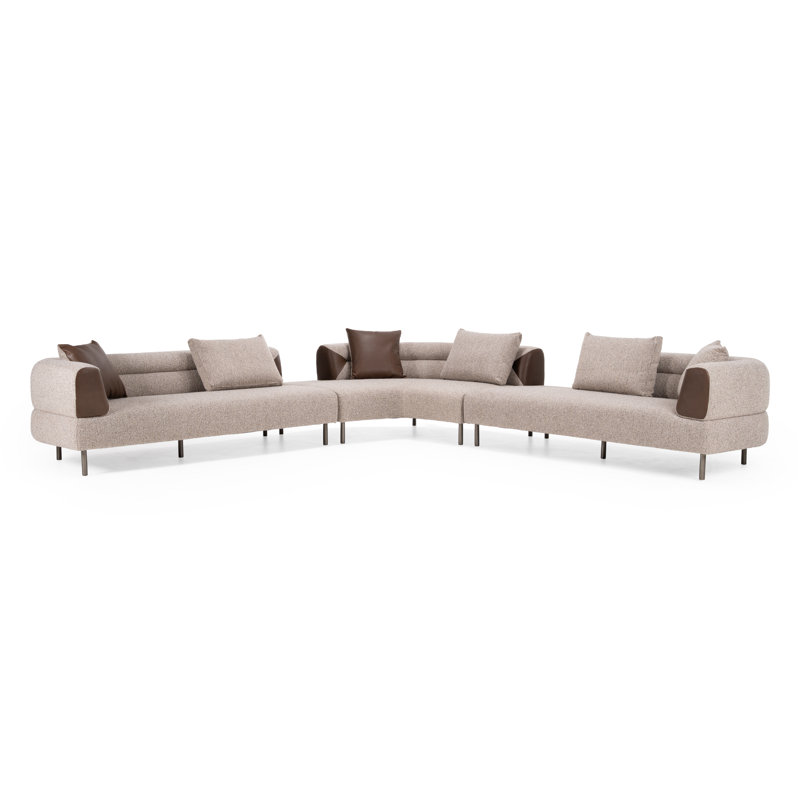 Plume - Canapé modulaire en tissu brun moderne
