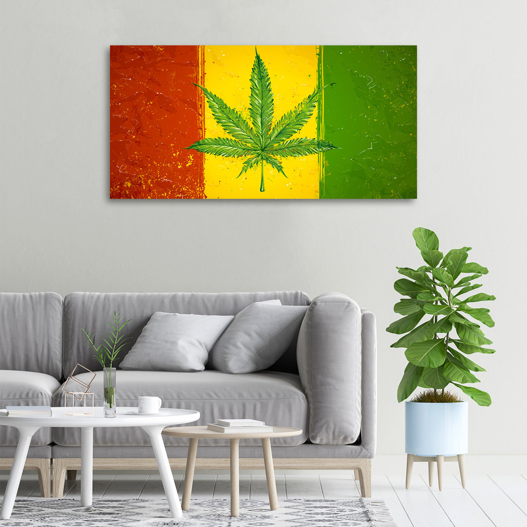 Leinwanddruck - Wandkunst - Drucke auf Leinwand - 100X50 Bildmotiv: Rasta-Flagge