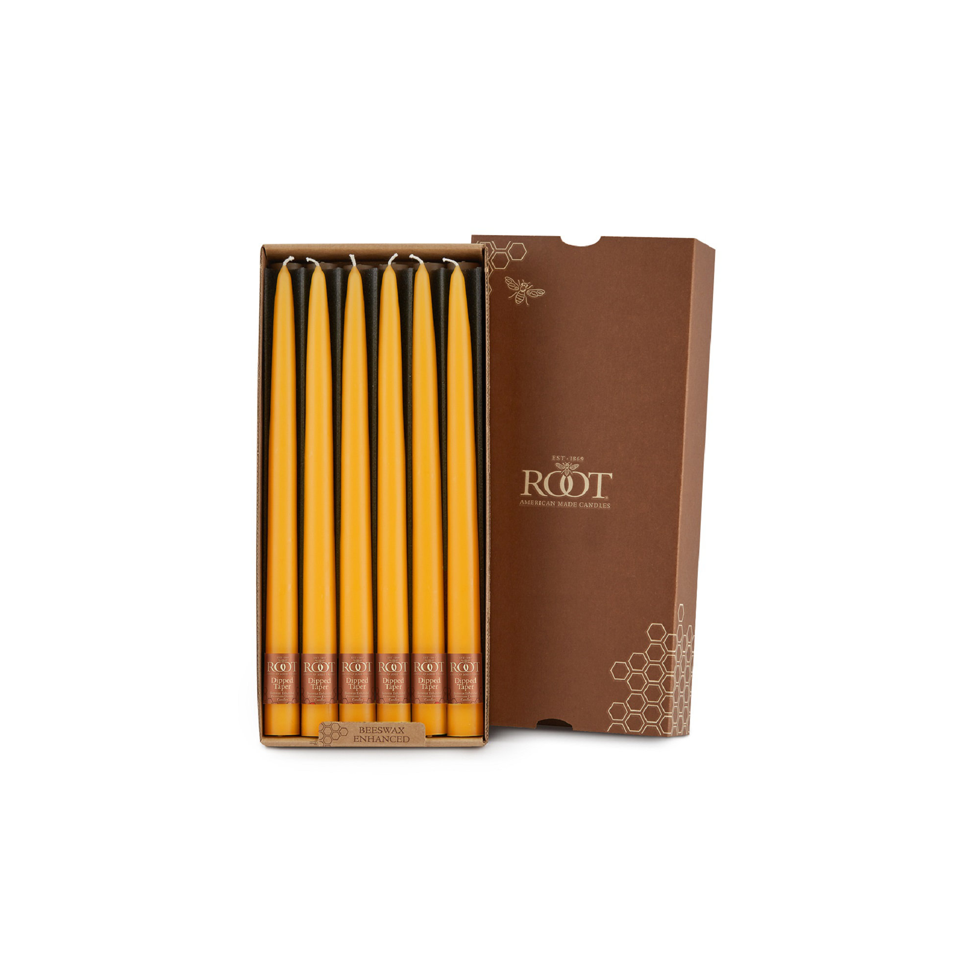 12 Piece Unscented Taper Candle Set, Butterscotch, 12" H x 0.88" W x 0.88" D