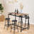 Contemporary rectangular counter height dining set with 4 space-saving stools, classic brown MDF and metal