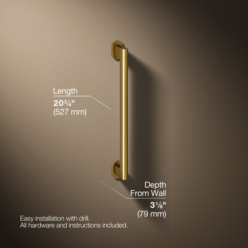 Belay Grab Bar, 1.75" H x 18" L, Brushed Brass