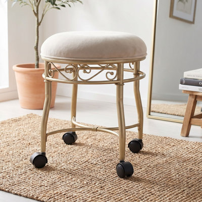 Tabouret de coiffeuse à roulettes 12,5 po x 12,5 po x 19 po Elegant