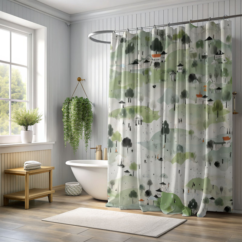 Rainy Tranquility - Premium Shower Curtain, 74"H x 71"W