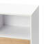 Rangement de chevet intérieur blanc avec un tiroir, des pieds courts en pin et une tablette, parfait pour le décor de la chambre à coucher, compartiment simple, armoire simple, installation facile