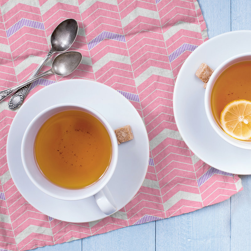 Stephenie Tea Towel Kitchen Towel, Pink/Blue, Cotton Twill